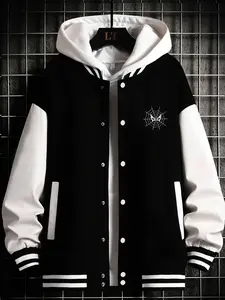 Trendy Spider Embroidery Baseball Jacket, Casual Sporty Design, Five Color Options Available, Micro Stretch Regular Fit, All-Season Wear