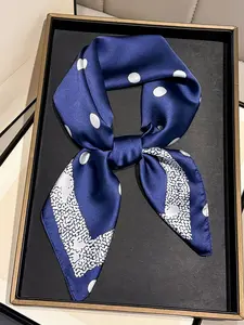 Versatile French Polka Dot Print Square Scarf, Spring Summer Multi-Functional Fashion Accessory, Ideal for Daily Use, Office, Vacation