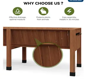 Garvee 72"x26"x31" Acorn Brown Cedar Raised Garden Bed, 13.7" Deep Elevated Planter Box with Liner, Hooks, Drainage Hole for Vegetables, Herbs