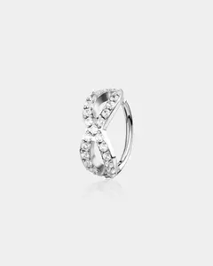 20G Double Row Crisscross CZ Nose Ring