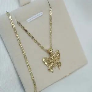 18” Chain with 14k Butterfly Pendant - Elegant Gold Tone Jewelry for Women