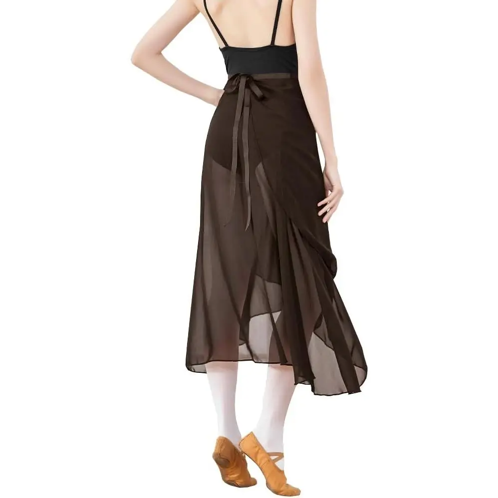 Long Flowy Sheer Chiffon Wrap Scarf Midi Skirt for Ballet Dance Skate Performance
