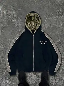 Men's Graphic Striped Hoodie Sweatshirt, Long Sleeve Fitted Design, Soft Comfortable Fabric, Street Style Casual Wear for All Seasons