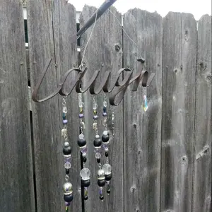 Homemade Windchimes and Suncatchers - Personalized "Laugh" Design with Beaded Chains and Windchime Features