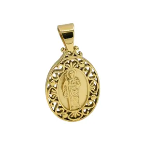 San Judas Tadeo Pendant (PENDANT ONLY) with Oval Design and Decorative Elements