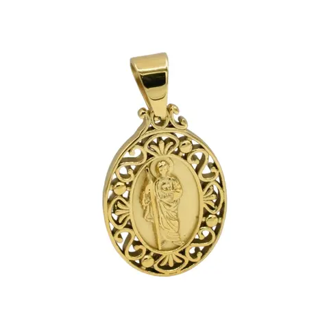 San Judas Tadeo Pendant (PENDANT ONLY) with Oval Design and Decorative Elements