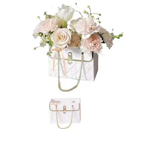 2pcs Floral Paper Gift Boxes, Bouquet Storage Buckets, Flower Arrangement Handbags, Wedding, Valentine's Day, Mother's Day, Birthday, Graduation, Anniversary, Thanksgiving, Christmas