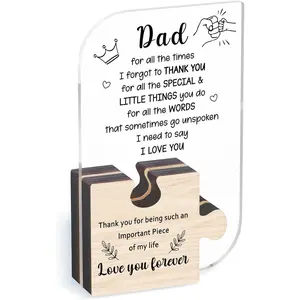 Dad Gifts From Daughter Son Mom, Fathers Day Birthday Gifts, Cool Sentimental Decoration, Thank You Acrylic Trophy (6.7 X 4.1 Inches）-B-013