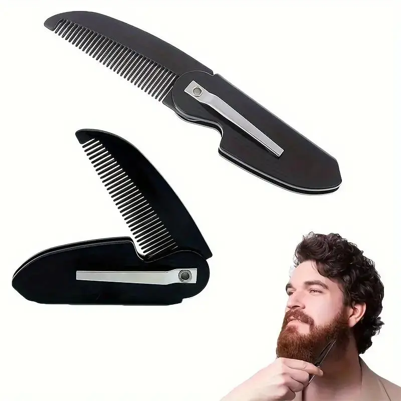 Folding Beard Comb, 1 Count Pocket Size Lightweight Beard Styling Comb, Professional Beard Styling Tool for Men, Portable Travel Easy to Handle Hair Care Comb