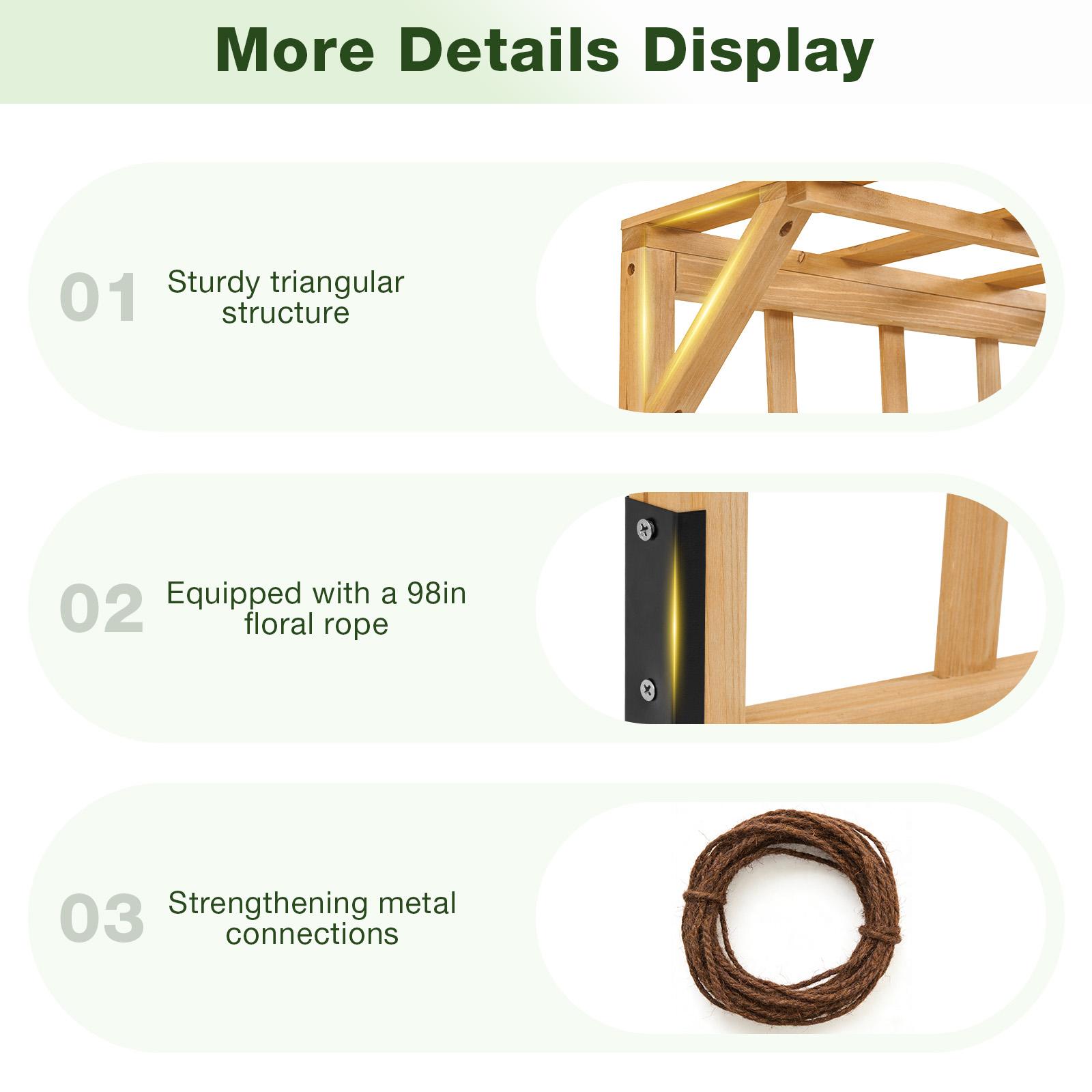 Aoxun 36 Inch Wood Planter with Trellis, Raised Bed for Climbing Vine Plants, Outdoor Garden Trough Planter Box for Patio Backyard Yard