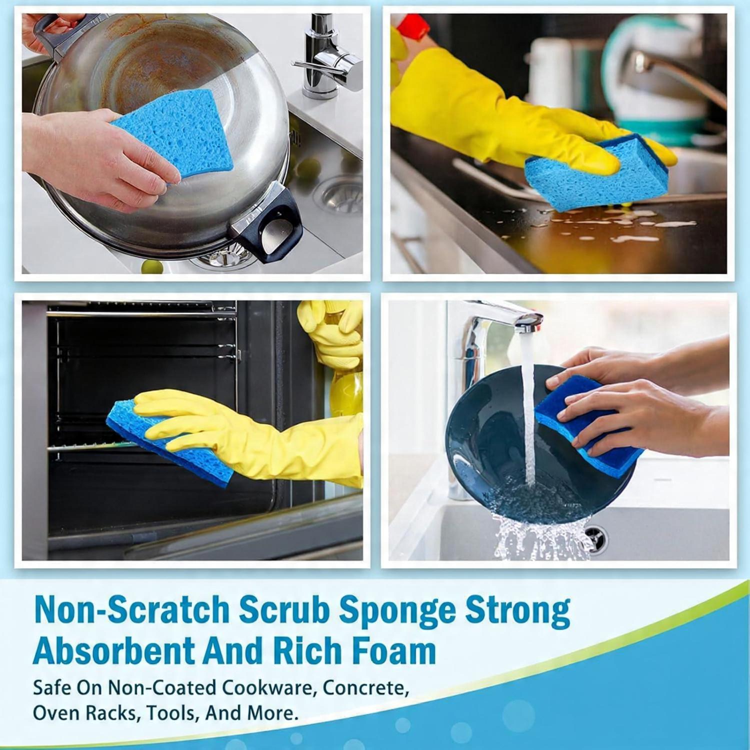Non Scratch Scrub Sponge, 24Count, Sponges for Dishes, Sponges Kitchen, Cleaning Sponge, Cleans Fast Without Scratching, Stands Up to Stuck-on Grime, Cleaning Power for Everyday Jobs Household Pad Absorbent Organiser Set Soap Wall