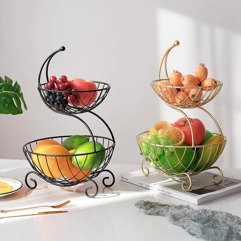 Multi-Layer Fruit Basket for Living Room, Home Snack Tray, Office Candy Dish, Beauty Salon Fruit Bowl, Kitchen Storage Organizer, Wire Basket