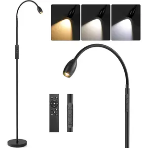 Reading Floor Lamp, 72" Tall LED Lamp with Flexible Gooseneck, Dimmable Zoomable Spotlight, Adjustable Color Beam Standing Lamp, Touch & Remote Control, Task Craft Bedroom Living Room, Matte Black