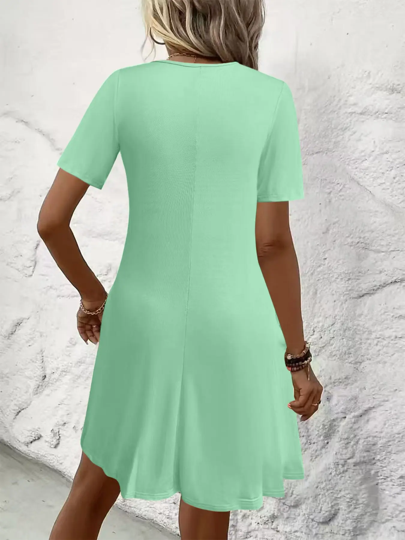 Women's Plus Size Pleated Short Sleeve Round Neck Loose Fit Comfortable  Straight Dress, Casual Summer Fashion, One Piece, Womenswear - TikTok Shop