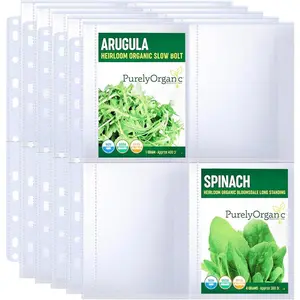 60 Pack 240 Pockets Seed Packet Sleeves, Garden Seed Storage Organizer Pages for 3 Ring Binder, Slot Size 3.5"x 5.5", Sleeves for Seed Protector Holder Container, Postcards Photos Cards