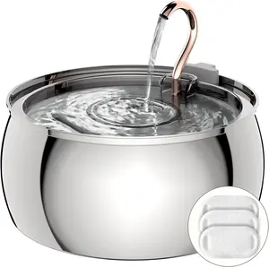 Tomxcute Cat Water Fountain 4.0L 135oz Gooseneck Copper Faucet Design Stainless Steel Large Capacity with 3 Replacement Filters for Cats