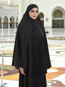 1pc Plus Size Lazy Hooded Jersey Hijab for Women, Modesty, Soft Fabric Comfortable Wear, Cashew Print Design for Various Occasions, Khimar