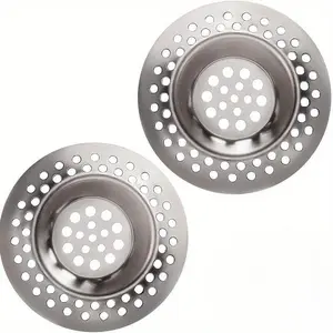 2pcs Stainless Steel Sink Strainer Plug, Sink Strainer Drain Protector, Hair Catcher for Bathtub Shower Room, Multifunction Drain Cover Filter for Home Bathroom, Home Essentials, Bathroom Tools