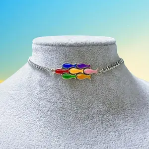 Fashion Dopamine Cute Colorful Shoal of Fish Necklace Bracelet for Women Summer Creative Personality Jewelry Accessories Gifts