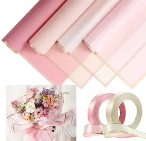 20 Sheets Waterproof Floral Wrapping Paper with 2 Ribbons - 23.6" x 23.6" Frosted Flower Bouquet Wrapping Paper for Mother's Day, Wedding, Birthday & Florist Supplies,for DIY Florist Supplies tiktokshopspringglowup,summervibes