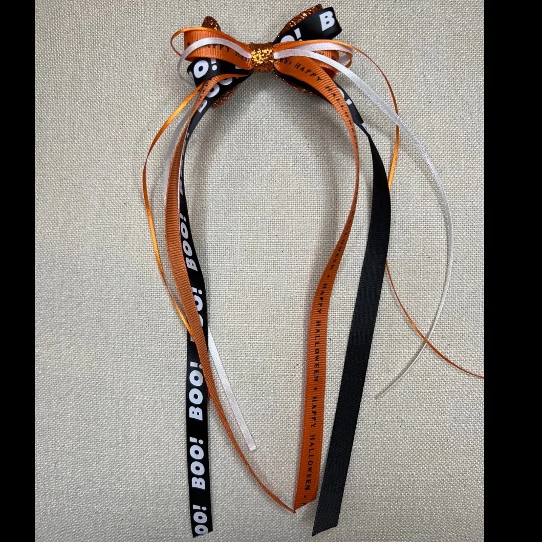 Extra Long Petite Sparkle Handmade Halloween Hair Bow
