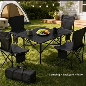 Adjustable-Height Folding Picnic Table - Portable Roll-Up Outdoor Table for Camping, Picnics, Travel (Home Supplies Storage & Display Rack)