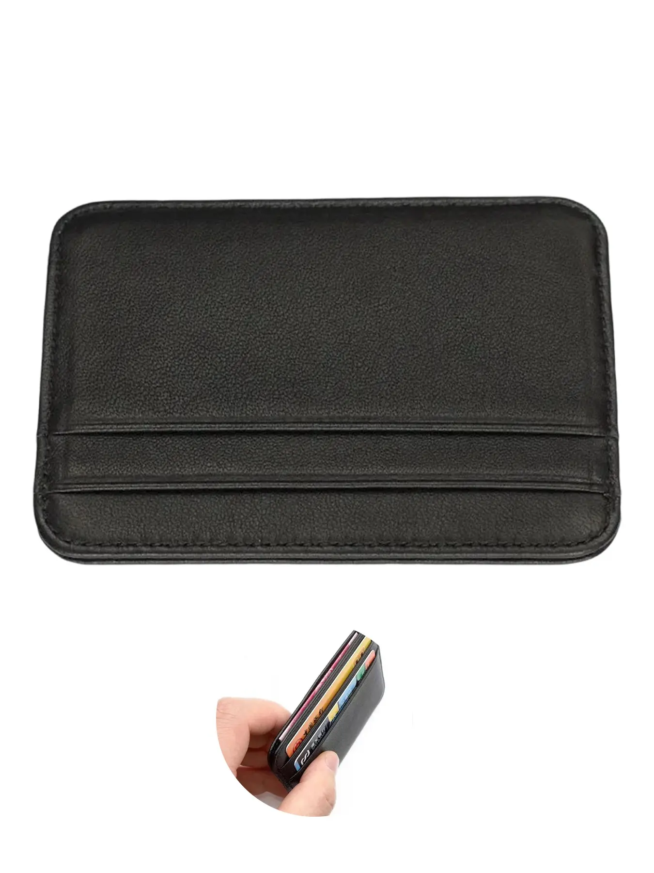 Real Leather Business Card Holder Genuine Leather Wallet Men Women Slim Thin Minimalist Wallets Money Bag Bank Credit Cardholder Men's Wallet Women's Wallet Mini Credit Card ID Card Bag Gift Leather Card Holders