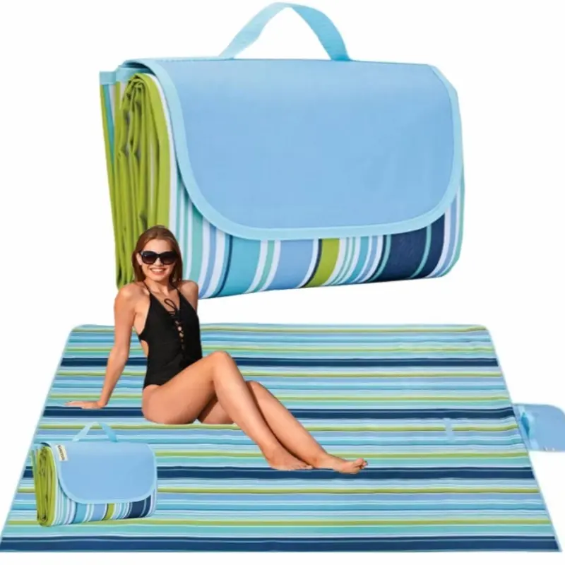 57.1inch * 78.7inch Waterproof Picnic Blanket- Outdoor Beach Sandproof Durable Mat, Suitable for Beach, Camping, Hiking(Foldable) Non-Food Direct Contact