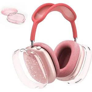 for AirPods Max Case Clear Pink Glitter, for Airpods Max Case Cover,Shockproof Anti-Scratch Soft TPU Protective Cover No-Yellowing for AirPod Max Headphone Accessories-Pink Glitter-USA