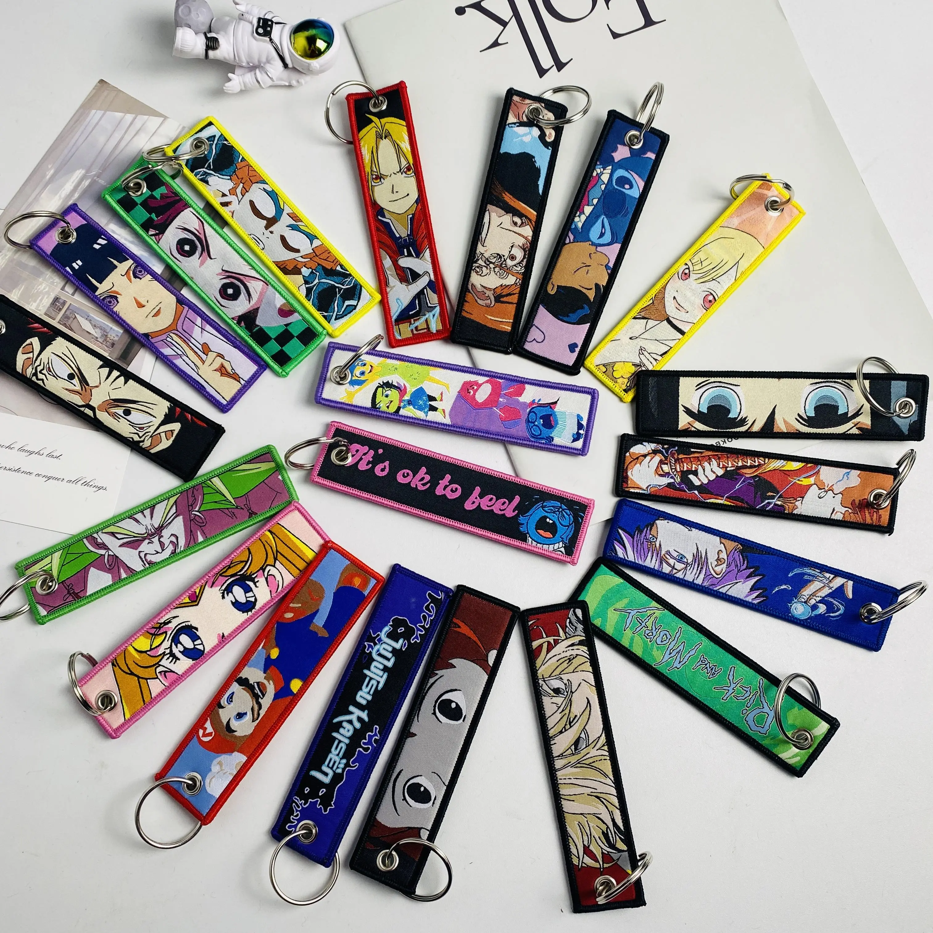 Anime Embroidery Jet Key Tag Comic Key chain Key Fobs Cartoon Keychains Accessories For Motorcycles Key ring  Pendant
