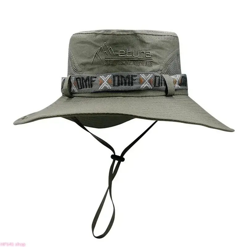 Wide Brim Bucket Hat with Ventilated Mesh Panels, Unisex Safari Style Solar Hat for Outdoor Hiking and Sun Protection, Outdoor Ventilated Cap, Solar Bucket Hat