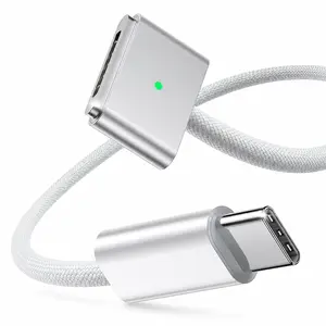 140W USB-C to Magnetic 3 Charging Cable for MacBook Pro/Air, 6.6FT Braided Fast Charging Cord with LED Indicator, Magnetic Laptop Charger Cable for Home, Office and Travel