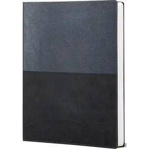 College Ruled Notebook, A4 Color-Block Softcover Leather Notebook for Work, Lined Notebook Journal for Women & Men, 112 Pages, 100 GSM Thick Paper, Lay Flat, Large Notebooks for School, Black