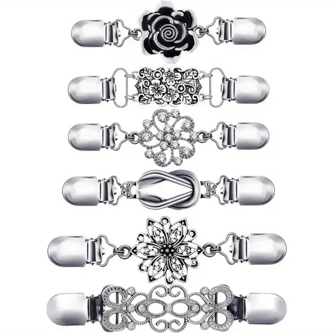 Women's Vintage Metal Waist Cinch Clips - 3/5/6 Pieces Mix Styles, Easy-to-Use Elegant Exquisite Brooch for Female, Durable Daily Wear for Shirt/Sweater, Ideal for Birthday Gifting