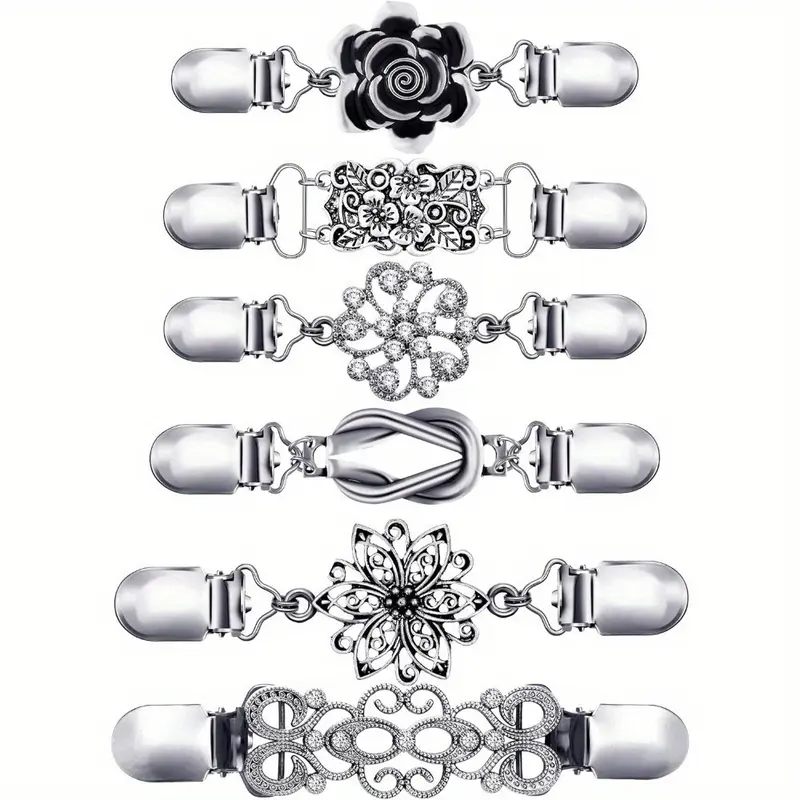 Women's Vintage Metal Waist Cinch Clips - 3/5/6 Pieces Mix Styles, Easy-to-Use Elegant Exquisite Brooch for Female, Durable Daily Wear for Shirt/Sweater, Ideal for Birthday Gifting