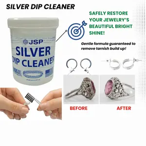 JSP Sterling Silver Dip Cleaner Tarnish Remover 925 Jewelry Cleaning Solution 8oz Household Cloth Microfiber Tool