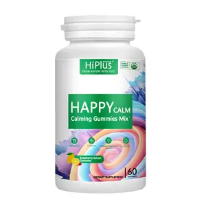 HiPlus HAPPYCALM Gummies - Raspberry Lemonade with L-Theanine, KSM-66 Ashwagandha & Magnesium Glycinate - Stress Relief & Focus Supplement, No Sugar, 60 Gummies，Stress Relief Gummies