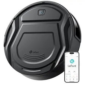 Lefant M210 Pro Robot Vacuum Cleaner – 2200Pa Suction, 120 Mins Runtime, Wi-Fi(2.4GHz ONLY)/App/Voice Control, Ideal for Hard Floors, Low-Pile Carpet & Pet Hair, Auto Recharge, White, Black, Gray