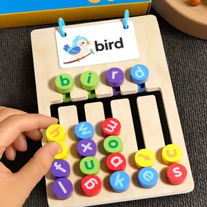 Wooden Puzzle Card Two-In-One Five-Color Path Game, Word Spelling, Desktop Toy, Christmas Gift, Educational Activity, Wooden Peg Puzzles, Montessori Puzzles Gift, Wooden Jigsaw Puzzle