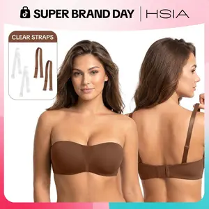 HSIA Fiery Unlined Anti-Slip Non-padded Seamless Comfort Underwire Plus Size Bandeau Strapless Bra for Big Bust Black Basic Bridal Minimalist TikTokShopBlackFriday