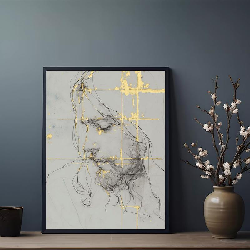 A Picture of Jesus with a Beautiful Face, Full of Grace And Harmony, Unframed Canvas Painting, 30.48cm X 40.64cm, 1pc