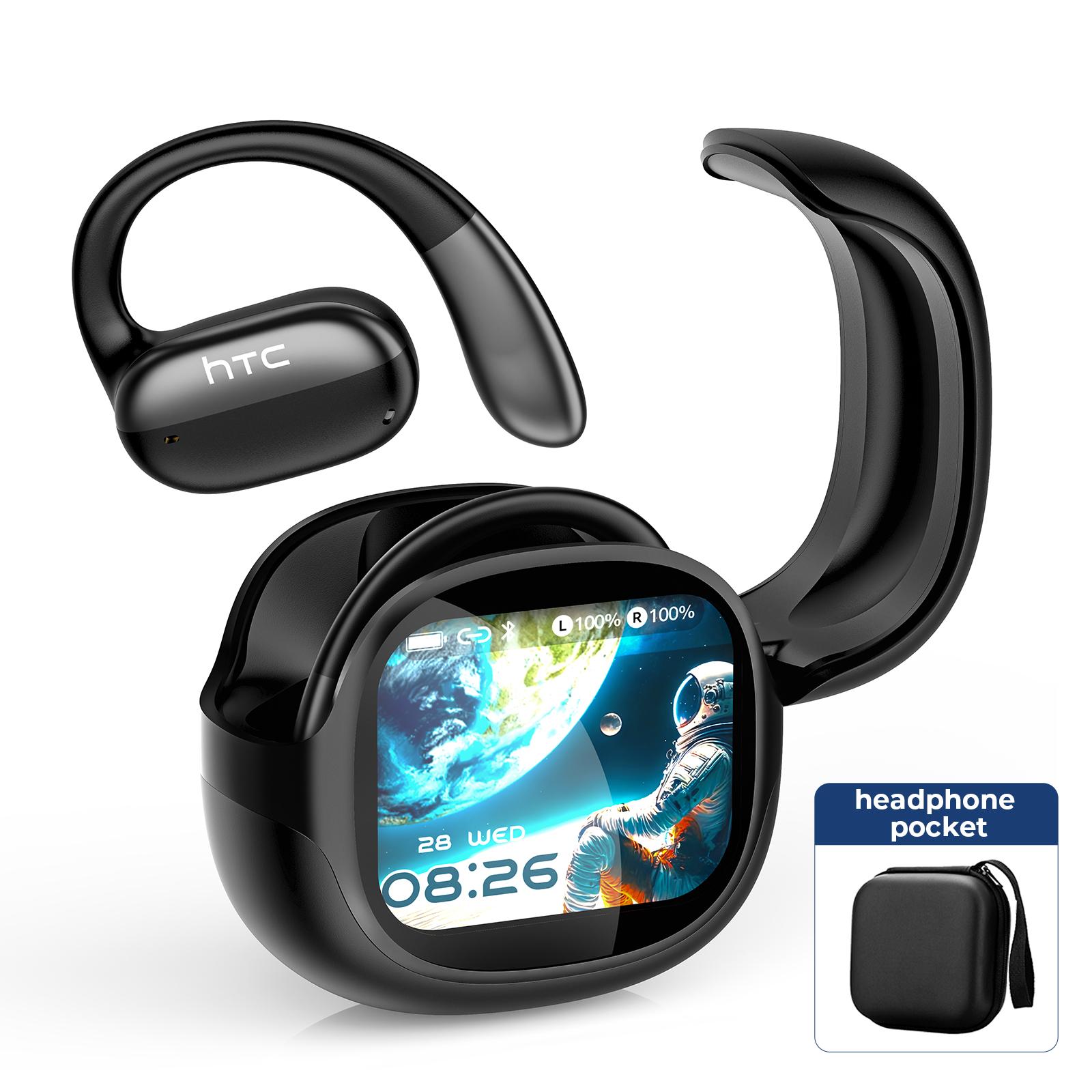 HTC NE58 - Bluetooth 6.0 Low Latency, OWS Open-Ear Comfort, LED Multi-Function Touchscreen, Hi-Fi Sound & HD Calls - Fit for All Scenarios: Travel, Office, Music & Entertainment