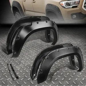 FOR 2016-2017 TOYOTA TACOMA 4PCS POCKET RIVETED WHEEL FENDER FLARES MATTE BLACK