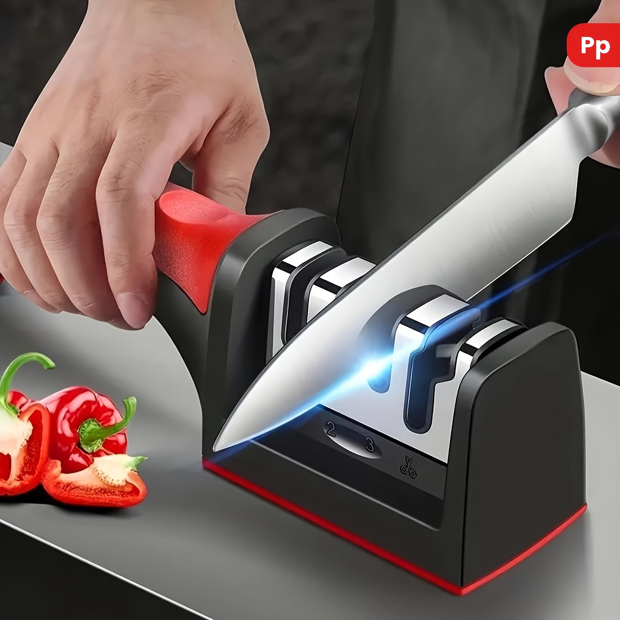Level 4 Professional Knife Sharpener - Easy to manually sharpen tool, suitable for home use, easy to sharpen - High quality PP and TPR body, durable and long-lasting