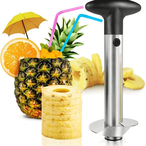 Stainless Steel Pineapple Corer Fruit Peelers & Slicers - Thick Blade Reusable Multi-Fruit Tool, Coco Jack Style Home Kitchen Utensil for Kitchen Enthusiasts, Detachable Core Remover for Cutting, Pillar Shaping, Cucumber Coring, Wear-Resistant