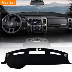Magikey Dash Cover Mat for Dodge Ram 1500 2500 3500 2010-2018 Dashboard Pad Carpe Sunscreen Heat Insulation Anti Glare Reflective Protection Black Polyester with Silicone Anti Slip Particles