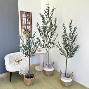 Artificial Olive Tree, Tall Fake Olive Tree with Large Faux Olive Branches and Fruits, Modern Living Room Home Office Indoor Outdoor Garden Decor, Plants, Artificial Trees Outdoor