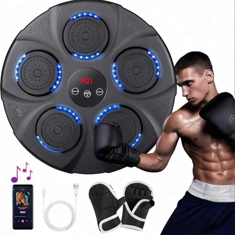 Boxing Mats | Smart Music Boxing Machine With Boxing Gloves Boxing Trainer Home Smart Boxing Machine Gym, Improve Reaction And Coordination Ability Suitable For Boxing Enthusiasts (Black), Boxing Wall Machine, Wall-Mounted Boxing Music Machine