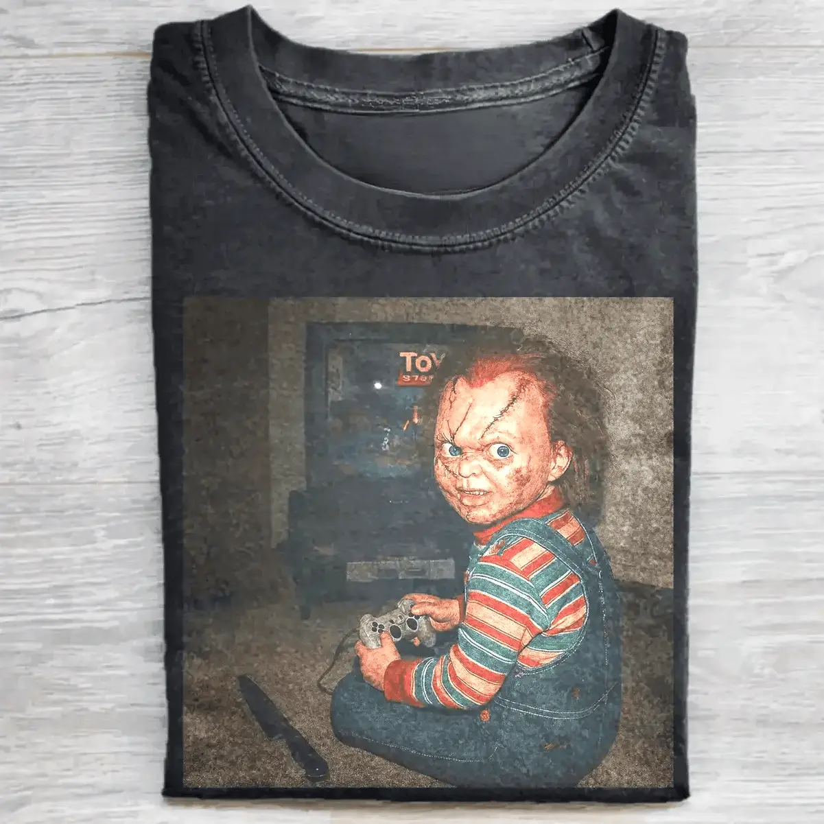 Vintage Chucky Playing Toystory Game Graphic Tee - Chucky Movie Shirt - Scary Movie Shirt Iconic Villai Modern Cotton Te Relax Cotton T-Shirt