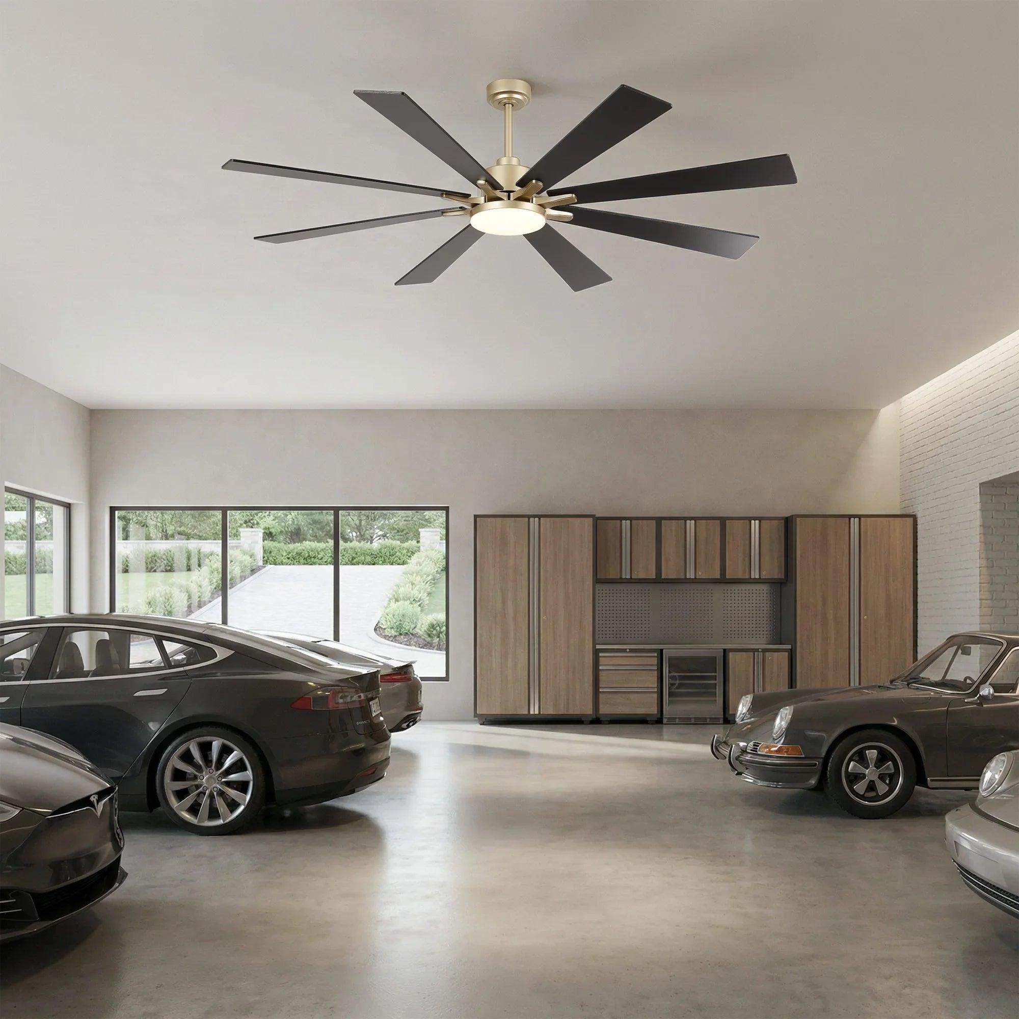 Elbe 72 Inch Modern Downrod Mount Ceiling Fan with Dimmable Light & Remote Control for Living Room